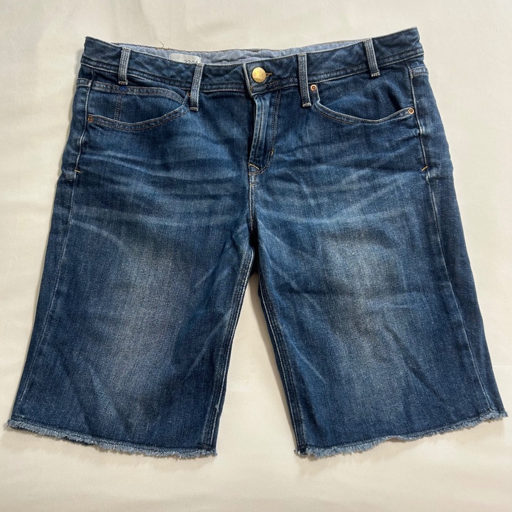 Gap 1969 Mens Denim Shorts Raw Hem Medium Wash Blue Size 32